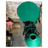 CHRISTMAS TREE STAND, METAL, GREEN FINISH,