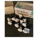 WHITE PORCELAIN CABINET KNOBS, ROUND SHAPE, METAL