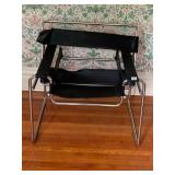 WASSILY STYLE CHAIR, TUBULAR CHROME FRAME, BLACK