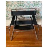 WASSILY STYLE CHAIR, TUBULAR CHROME FRAME, BLACK