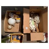 ASSORTED HOUSEHOLD LIGHT BULBS, SURGE PROTECTOR,