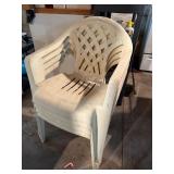 PLASTIC STACKABLE PATIO CHAIRS, LATTICE BACK