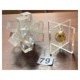 ACRYLIC SCULPTURAL CUBE PUZZLE, ACRYLIC COMPASS