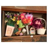 EASTER DECORATION ASSORTMENT, FELT BUNNY BASKET,