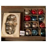 SHINY BRITE GLASS CHRISTMAS ORNAMENTS, SILVER