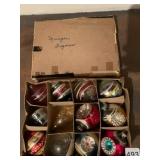 ASSORTED GLASS CHRISTMAS ORNAMENTS, VARIOUS