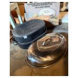 ENAMELWARE OVAL ROASTER, CHROME PLATED OVAL