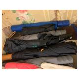 LARGE ASSORTMENT OF UMBRELLAS & WORK GLOVES