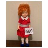 KNICKERBOCKER ANNIE DOLL, RED CURLY HAIR, RED
