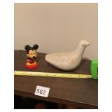 DISNEY MICKEY MOUSE FIGURINE, CERAMIC BIRD