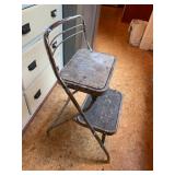 METAL FOLDING STEP STOOL, TWO-STEP DESIGN, CHROME
