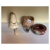 CERAMIC ROADRUNNER BELL, WOVEN BASKET, NICK