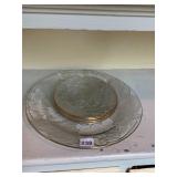 FROSTED GLASS PLATES, GRAPE AND LEAF PATTERN,
