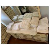 ASSORTED LINENS, BED SHEETS, PILLOWCASES, LACE