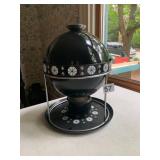 MID-CENTURY MODERN CHAFING DISH, BLACK ENAMEL