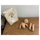 COMPOSITION DOLL, DISASSEMBLED, PAINTED FEATURES,