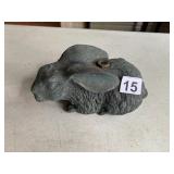 RABBIT FIGURINE, GARDEN DECOR, CAST METAL, BRASS