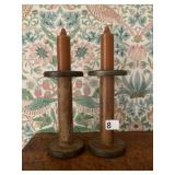 PR WOODEN TEXTILE BOBBIN CANDLE HOLDERS, METAL