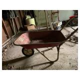 METAL WHEELBARROW, RED TUB, SINGLE PNEUMATIC