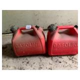 PLASTIC GASOLINE CONTAINERS, RED, W/ CAPS.