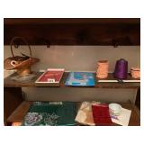 WICKER BASKET, GLASS ASHTRAY, TREASURE STAND