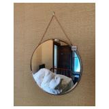 ROUND WALL MIRROR, COPPER-TONE FRAME, CHAIN