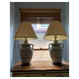 2 WHITE POTTERY LAMPS