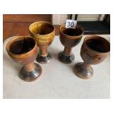 STUDIO POTTERY GOBLETS, EARTHENWARE, BROWN AND