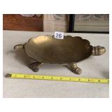 SOLID BRASS TURTLE DISH, SCALLOPED SHELL,