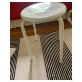 METAL STOOL, WHITE FINISH, PERFORATED SEAT,