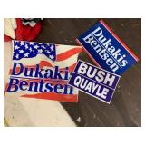 POLITICAL CAMPAIGN SIGNS, DUKAKIS BENTSEN, BUSH
