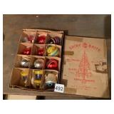 SHINY BRITE GLASS CHRISTMAS ORNAMENTS, BELL AND