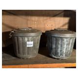GALVANIZED METAL BUCKETS, LIDS W/ HANDLES, CLAMP