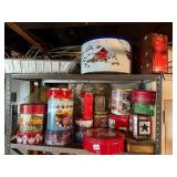 ASSORTED DECORATIVE TINS, HOLIDAY THEMES, RACING