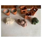 TERRACOTTA GARDEN DECOR, INCLUDES ANIMAL FIGURES,