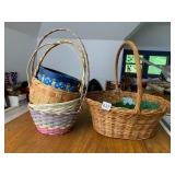 ASSORTED WOVEN BASKETS, VARIOUS SIZES, SHAPES,