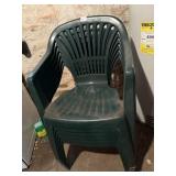 STACKABLE PLASTIC ARMCHAIRS, SLATTED BACK, DARK