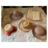 STRAW HATS, ASSORTED STYLES, JUTE TOTE BAG W/
