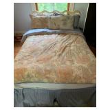 PAISLEY COMFORTER, STRIPED BED SKIRT, DECORATIVE