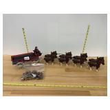 CAST IRON HORSE DRAWN WAGON, PAINTED FINISH,
