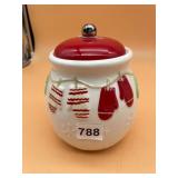 HALLMARK HOLIDAY TREAT JAR, CERAMIC, MITTEN AND