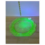 URANIUM GLASS PLATE, OCTAGONAL FORM, PRESSED