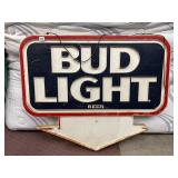 BUD LIGHT BEER SIGN, MOLDED PLASTIC, ARROW SHAPE,