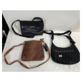 NINE WEST CROSSBODY BAG, BLACK FAUX LEATHER,