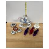 PORCELAIN ROCKING HORSE FIGURINE, CERAMIC TOILET