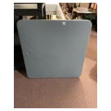 FOLDING CARD TABLE, METAL FRAME, GREY TOP,