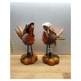 THANKSGIVING TURKEY FIGURINES, PINE CONE BODIES,