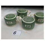 CERAMIC SALT AND PEPPER SHAKERS, GREEN