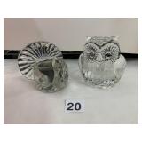 PRESSED GLASS FIGURAL CANDLE HOLDERS, TURKEY AND