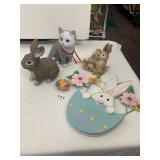ASSORTED FIGURINES, INCLUDES RABBIT, CAT W/ BELL